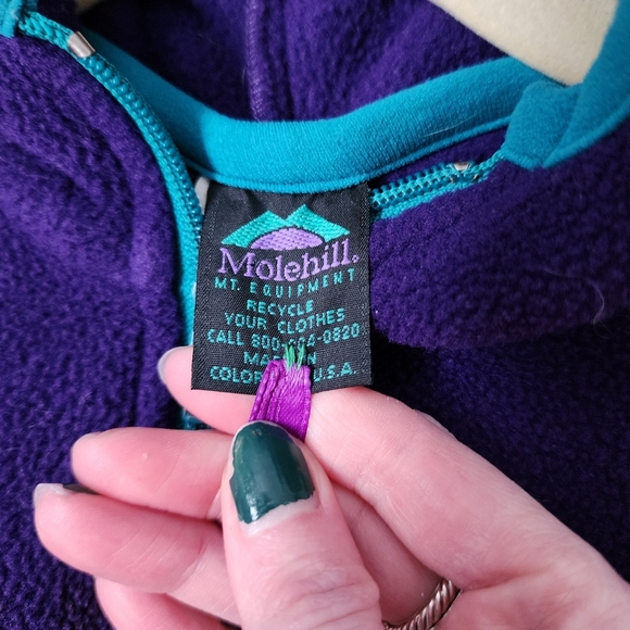 MOLEHILL x VINTAGE toddler kids fleece full zip jacket green‎ teal purple - Picture 4 of 6